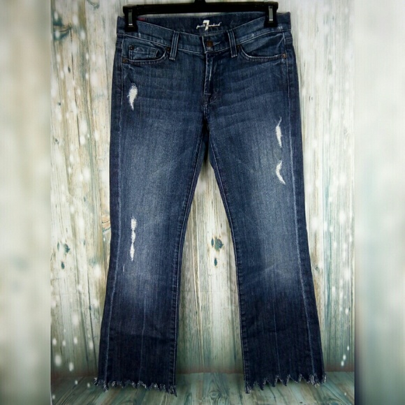 7 for all mankind distressed raw hem denim jeans 28 - Picture 2 of 8